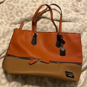 Guess Orange & Brown Tote